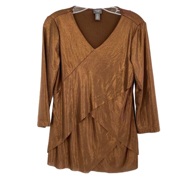 Chico's Tops - Chico's Brown Long Sleeve Tunic Blouse | V-Neck, Made in USA
